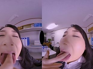 VR Japanese office lady licks and drools