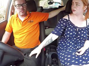 Redhead BBW Harley Morgan fucks in the car