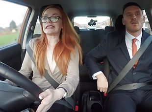 Cheeky Redhead Fails On Purpose Fake Driving School