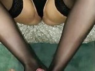 Footjob with nylons