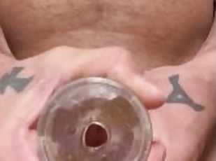 Cum closeup in clear fleshlight