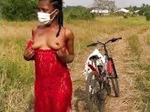 masturbation, public, giclée, ébène, fille, africaine, réalité