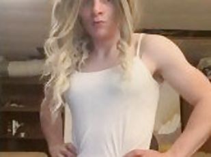 Sissy crossdresser wearing mini skirt