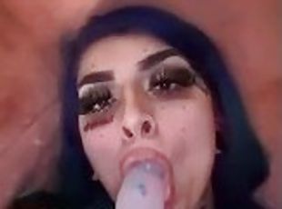 DUMB LATINA sucking FAKECOCK