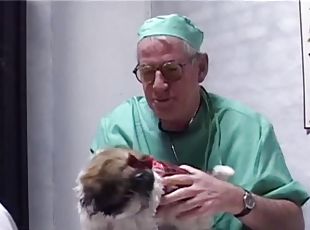 Veterinarian gets his dick sucked by a hot blonde chick