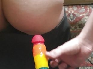 Ass fucked rides dildo