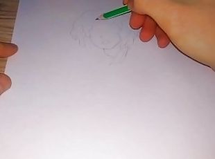 Drawing a pissing Anime Hentai girl