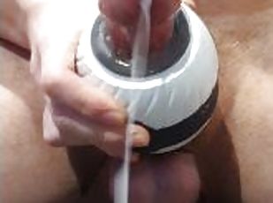 BWC Cumshot Masturbating Through a Bondara Get A Grip Toy