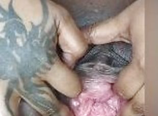 clito, fisting, énorme, masturbation, orgasme, chatte-pussy, amateur, ébène, jouet, hardcore