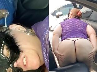 SSBBW Hot Blonde Milf Twerking Big Booty & Playing With Tits Publicly Outside (Blowjob In Car) JOI