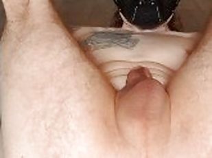 Daddy with mask and tattoos milks prostate using prostate vibrator