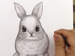 How to draw cute rabbit pencil drawing video