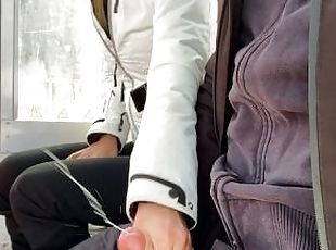 énorme, masturbation, public, amateur, ejaculation-sur-le-corps, énorme-bite, branlette, blonde, bite