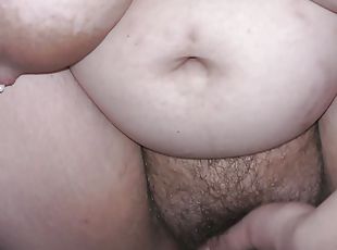 BBW big boobed wife masturbate her hairy pussy while her boobs are lactating hard! - Milky Mari