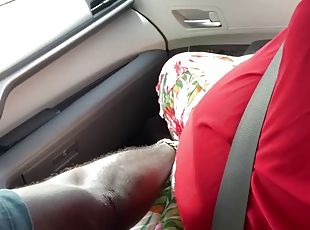 Big ass big boobs MILF mom masturbates in public in car and gets fingered by black guy - hot horny sexy ssbbw