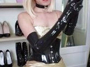 pondan, amateur, rambut-kuning, fetish, latex, solo