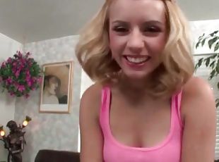 Cutie Lexi Belle sucks cock from her knees