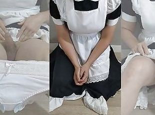 Crossdresser Wearing a Maid Dress and a Sanitary Towel Then Jerking off ??? ??? ?? ?? 02