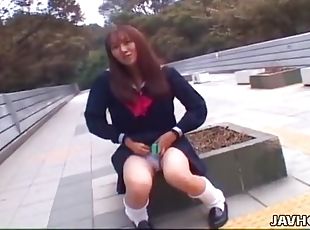 Teen schoolgirl flashing her panties in public