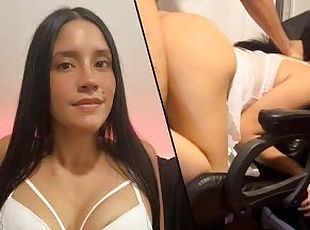 Hot BUTT ASS Slut Seduces her NERD Roomie and fucks him in a gaming chair, makes him CUM inside