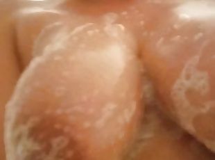 Shower Bbw big bouncing tits and pussy, Mom Milf