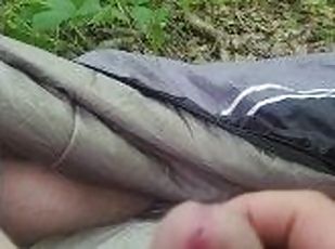 masturbation, amateur, solo, forêt, bite