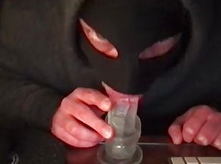 masked hotel dildo blowjob