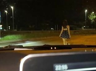 Italian escort picked up on the street and fucked in the car by an old man
