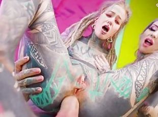 Heavily tattooed cute girls Get ANAL fucked from Big dick - ass to mouth, deepthroat, facial cumshot