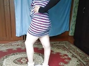 HOT FEMBOY BIG BUTT COLLEGE TEEN GIRLY DRESSED CUTE MODEL CROSSDRESSER KITTY AT HOME TRYING DRESSED