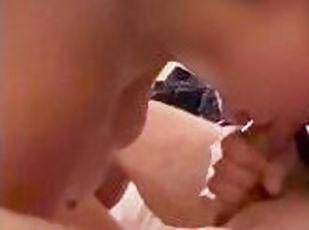 Hot wife Swallows Cum while husband watches
