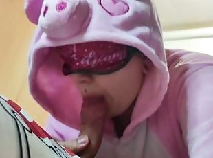 Stepsister wakes up Stepbro with a blowjob in cute onzie by PijamaDoll