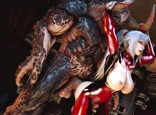 Tiny Sluts Riding Huge Demon Cock - 3D Hentai