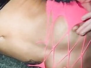 Submissive slut :Nipple play in PVC